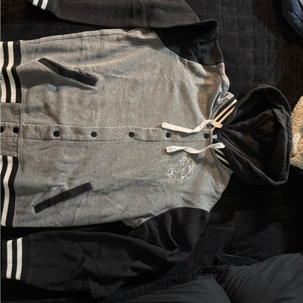 Bioworld Gray and Black Varsity Jacket